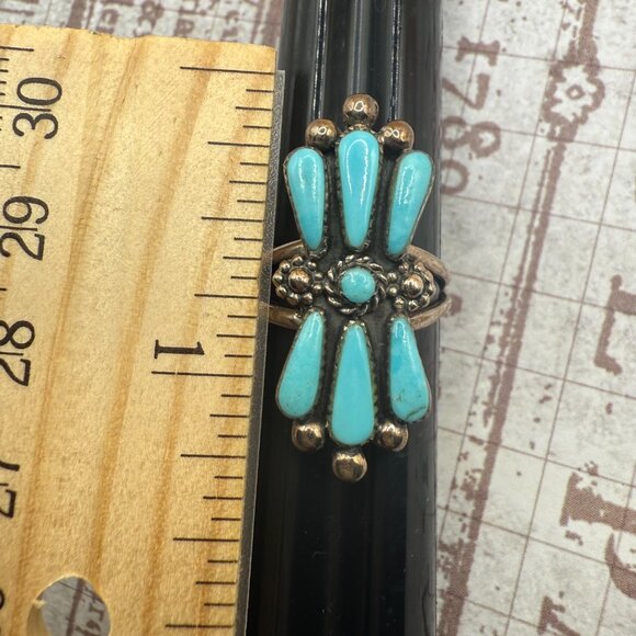 SOLD OUT Vintage Old Pawn Sterling Silver Turquoise Artisan Ring - Picture 10 of 15
